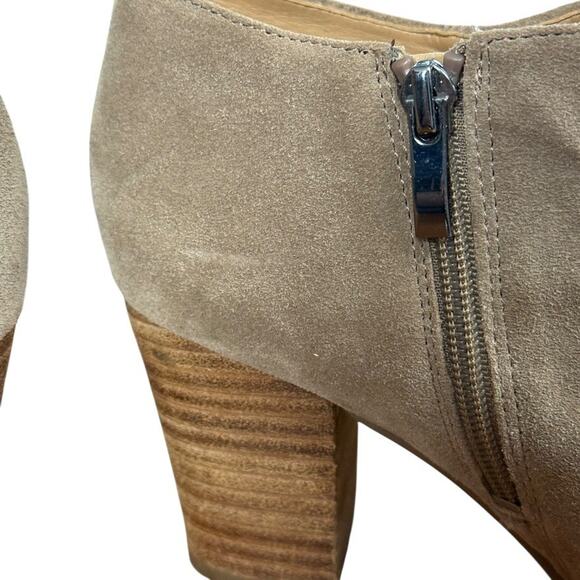 Franco Sarto Destiny Leather Suede Woven Chunky High Heels Shoes Booties sz 9.5 - Picture 3 of 16